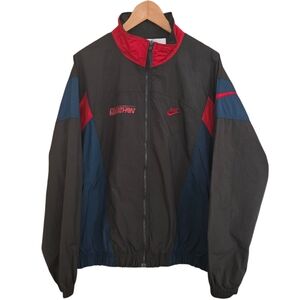 Vintage Nike NYC Marathon Windbreaker Jacket Mens Size L Black Red Blue Full Zip